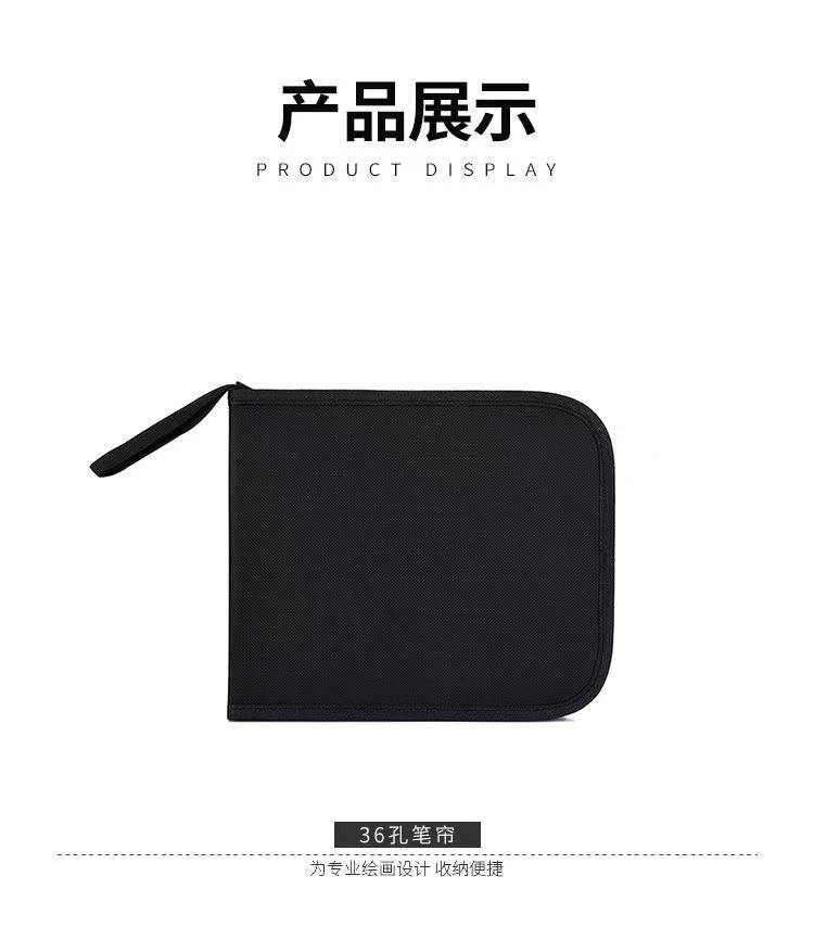 Art Sketch Pen Bag 36/48/72/120 Holes Foldable Zipper Style Pen Roll Colored Pencil Storage Bag Manufacturer Supply