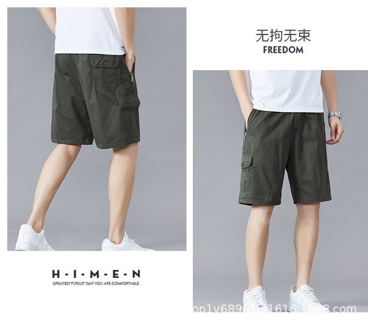 Zoruo childe summer dad summer shorts men's five-length pants cotton pants loose overalls big pants
