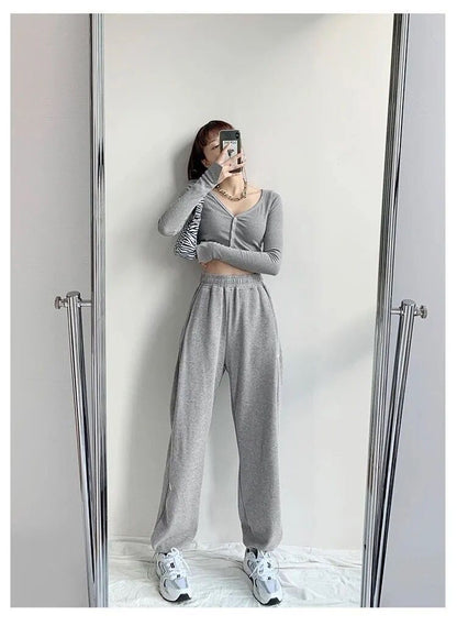 2024 Spring and Summer Thin High Waist American Letter Loose Sports Pants Women's Casual Foot Pants Sweatpants Women's Wholesale