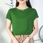 Tiktok batwing sleeve t-shirt women's round neck summer solid color simple small flying sleeve casual all-match loose short sleeve t-shirt women