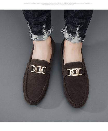 Doudou Shoes Men's Autum 2024 New Frosted Suede Lazy One-Leg Small Leather Shoes Loaf Driving Shoes for Men