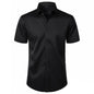 Solid Color Amazon Stretchy Plus-Size Men's Long-Sleeve Shirt, Men's Fashion Shirt, Slim Fit Outerwear