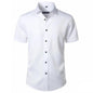 Solid Color Amazon Stretchy Plus-Size Men's Long-Sleeve Shirt, Men's Fashion Shirt, Slim Fit Outerwear