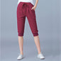 High-Waisted Stretch Cropped Pants for Women, Summer Thin Sports Pants, Loose Harem Pants 100kg Fat mm Large Size Casual Pants for Women
