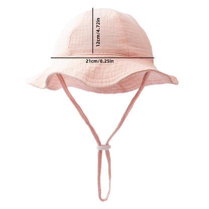 Ins Baby Pure Cotton Basin Hat European and American Anti-Sun Breathable Baby Fisherman Hat Pure Color Kidsren's Sun Hat Breathable Sun Protection