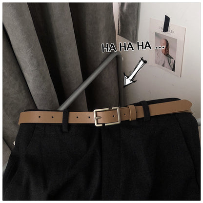 Internet Popular Casual Trousers Thin Belt Men's Korean Style Young Men's PU Leather Small Belt ns Style All-match Belt Decoration
