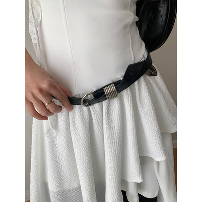 Dorothy Fashionable Retro Multi-Layered Silver Metal Ring Decorative Belt Niche Design Versatile Belt for Women