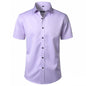 Solid Color Amazon Stretchy Plus-Size Men's Long-Sleeve Shirt, Men's Fashion Shirt, Slim Fit Outerwear