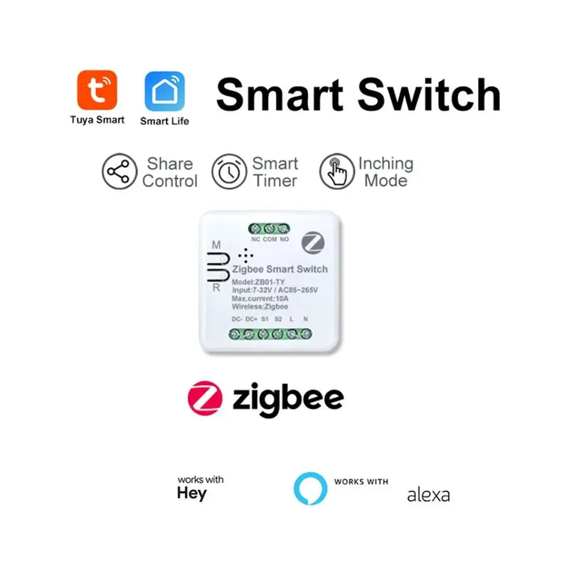【ORNAMENT】Zigbee Smart Switch Module Mini Momentary Self-Locking 10A DIY Breaker Controller For Tuya/Smart Life App