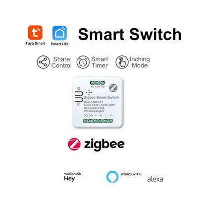 【ORNAMENT】Zigbee Smart Switch Module Mini Momentary Self-Locking 10A DIY Breaker Controller For Tuya/Smart Life App