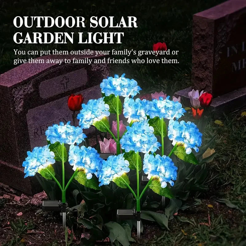 Solar Hydrangea Flower Lights For Outdoor Courtyard Decoration, LED Simulation Flower Lights, Solar Lawn Lights for Garden Decor