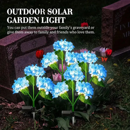 Solar Hydrangea Flower Lights For Outdoor Courtyard Decoration, LED Simulation Flower Lights, Solar Lawn Lights for Garden Decor