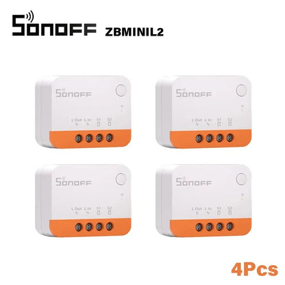 SONOFF ZBMINI L2 Extreme ZigBee Smart Switch No Neutral Wire Required 1-Gang 2-Way Control Switch Alexa Voice Work with ZBBridge