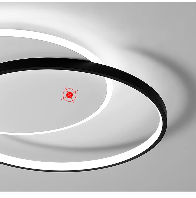 Modern Minimalist Led Ceiling Lamp For Bedroom Black White Design Ring Chandelier Living Room Study Loft Smart Light Fixtures