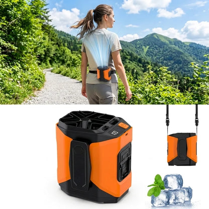Portable Waist Fan Clip On, MAX 7H Work Time, Rechargeable Wearable Shirt Fan with Light,with Power Bank Function,16000RPM Powerful 5 Speed Belt Fans Personal Fans for Outdoor Jobsite Camping Travel