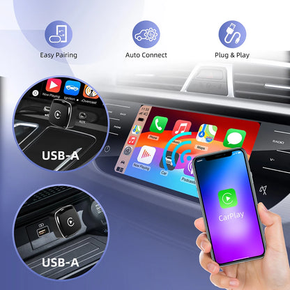 Mini 2in1 Wireless CarPlay Adapter Wireless Android Auto AI Smart Box Intelligent Systems for Wired CarPlay Car