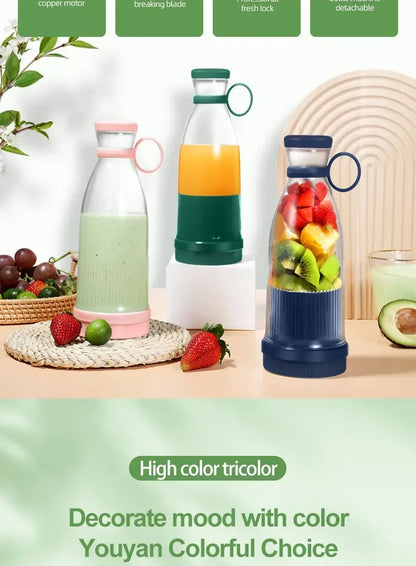Portable Electric Juicer Cup with 6 Blades USB Mini Milkshake Blender Fresh Fruit Milk Mixing Tool for On-the-Go