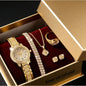 2pcs/set Luxury Women Gold Watch Fashion Ladies Quartz Diamond Wristwatch Elegant Female Bracelet Watches Set