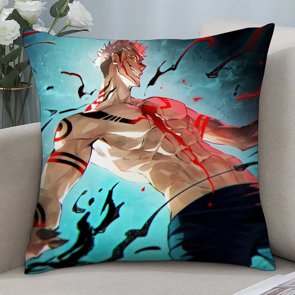 J-Jujutsu Kaisen Ryomen SukunaS Pillow Case Short Plush Pillow Covers Sofa Decor Gift Home Double-sided Printing Cushion Cover