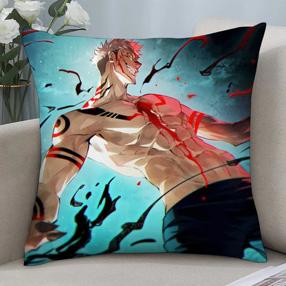J-Jujutsu Kaisen Ryomen SukunaS Pillow Case Short Plush Pillow Covers Sofa Decor Gift Home Double-sided Printing Cushion Cover