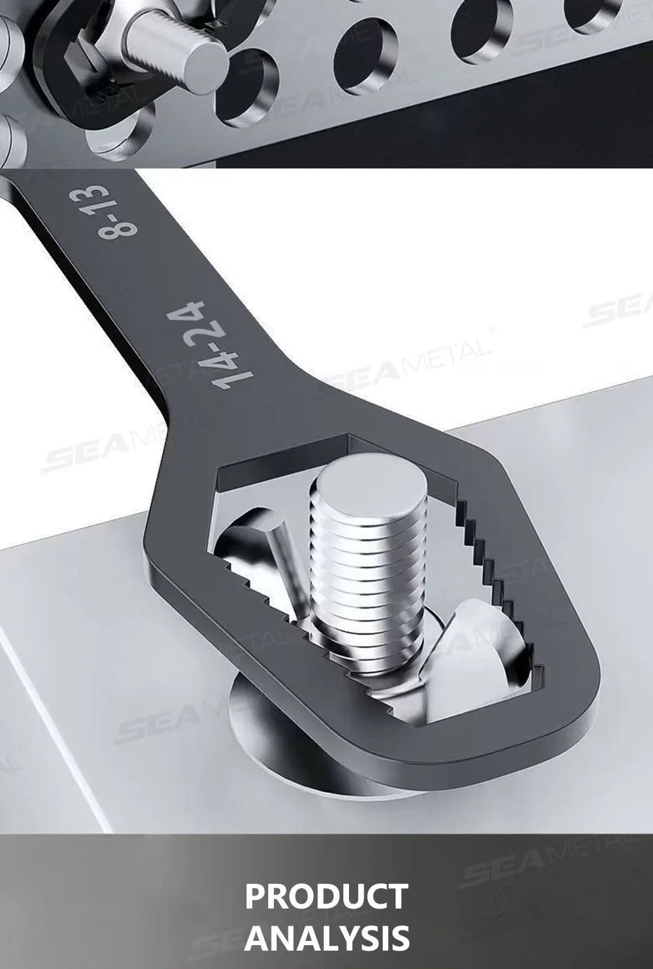 SEAMETAL 3-17mm 8-24mm Universal Torx Wrench Self-tightening Adjustable Glasses Wrench Board Double-head Torx Spanner Hand Tools