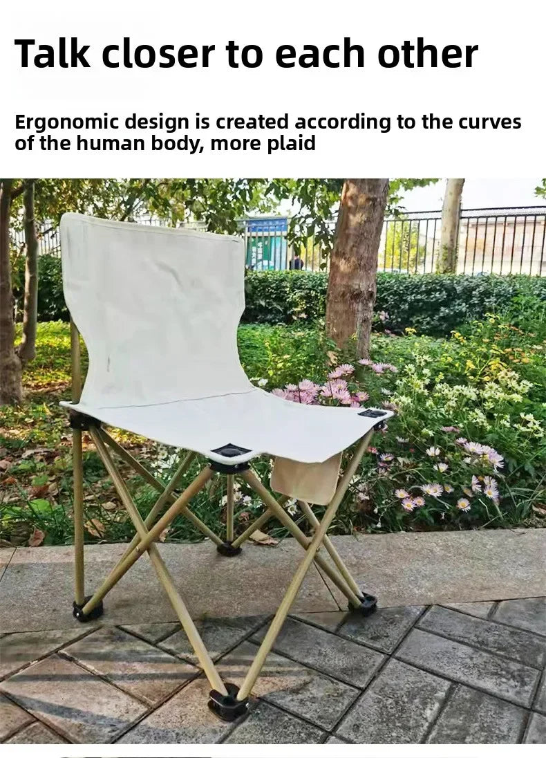 Outdoor Folding Tables and Chairs, Portable Carbon Steel Chairs for Wild Camping, Picnics and Outings
