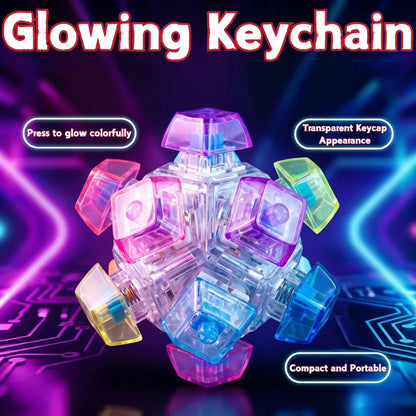 Original Multi-Style LED Light-Up Keycap Keychain Clicker Fidget Toy Stress Relief Portable Desk Accessory for Kids Adults