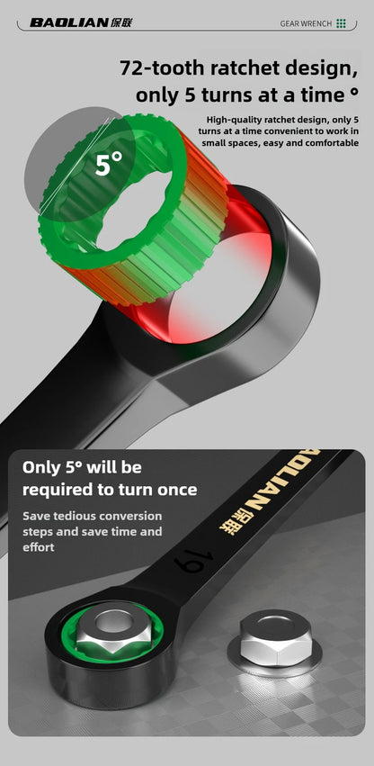 6-10MM Open-End Dual-Purpose Ratchet Spanner Combination Wrench Universal Bicycle Motorcycle Car Repair Tool