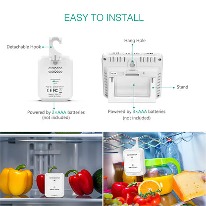ORIA Digital Refrigerator Thermometer Wireless Freezer Thermometer Fridge Temperature Monitor with 2 Sensor