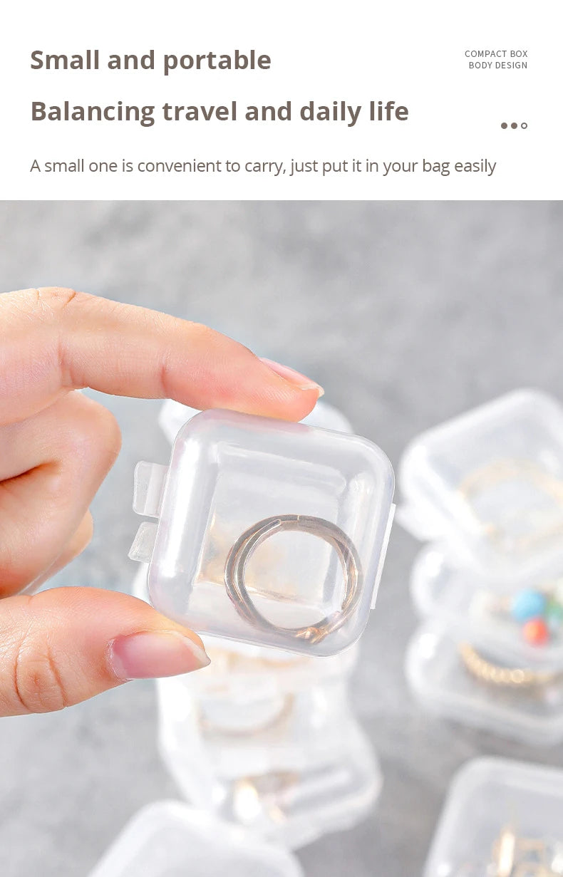 40pcs/set Mini Clear Plastic Storage Box Jewelry Storage Case Transparent Storage Organizer Multifunctional Portable Storage
