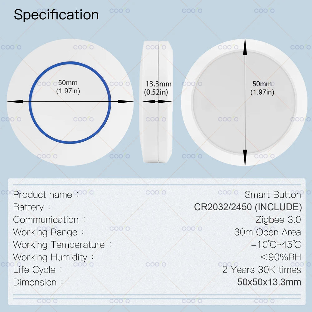 Tuya ZigBee Button Smart Scene Switch Multi-scene Linkage Wireless Remote Control Intelligent Smart Home Requires Zigbee Gateway