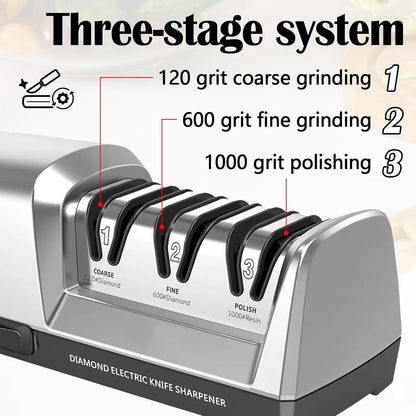 TAIDEA Professional Electric Knife Sharpener - 3-Stage System, Restore and Polish Blades Effortlessly Kitchen Sharpener