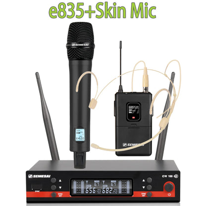 SENNESAI Ew100g3 Professional Dual Wireless Microphone Stage Performance 2 Channels 600-699MHz UHF Karaoke Metal Handheld