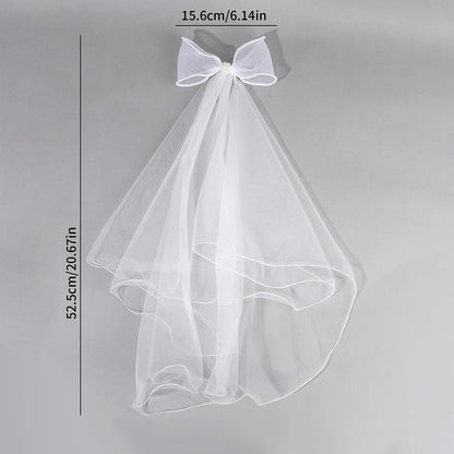 White Tulle Hair Clips For Girls Fairy Mesh Bow Large Hairpin Flower Barrette Summer Party Wedding Women Headdress Accessories