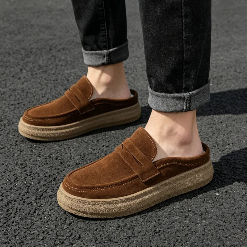 Summer Half Shoes Man Lazy Shoes Comfortable Soft Loafers For Men Moccasins Slip-on Mules Men's Casual Shoes Platform Slippers