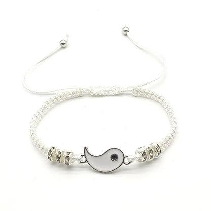 Couple Bracelets Rings Yin Yang Tai Chi Alloy Pendant Adjustable Braid Chain Necklace Matching Lover Bracelet Necklace Earring