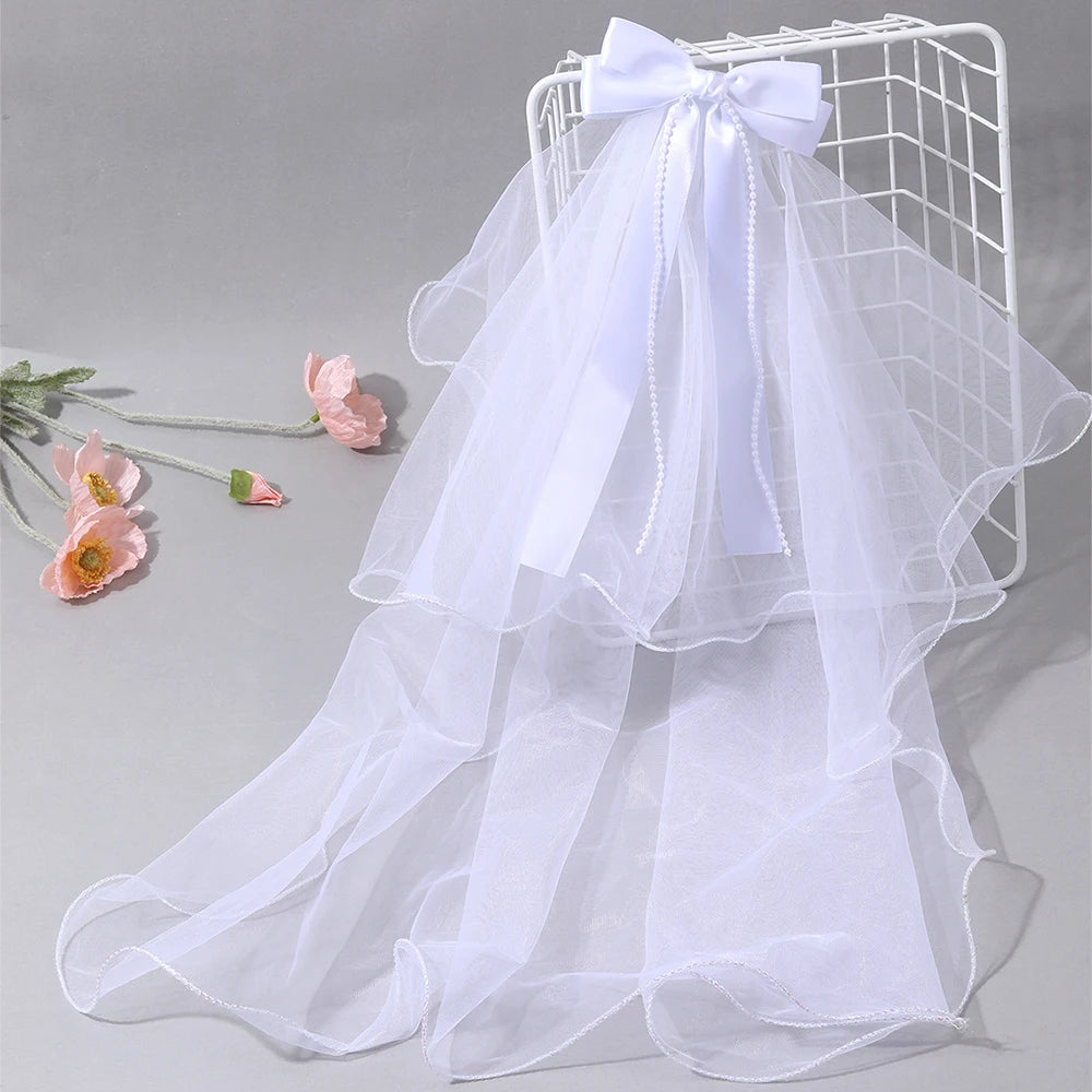 White Tulle Hair Clips For Girls Fairy Mesh Bow Large Hairpin Flower Barrette Summer Party Wedding Women Headdress Accessories
