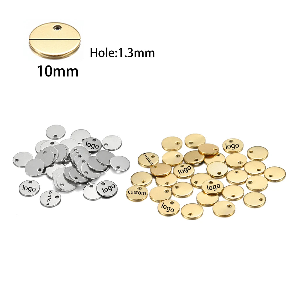 50-200pcs Custom Pendant Laser Engrave Name LOGO Stainless Steel Personalized Necklace Extend Chain Tail Tag Jewelry Charm