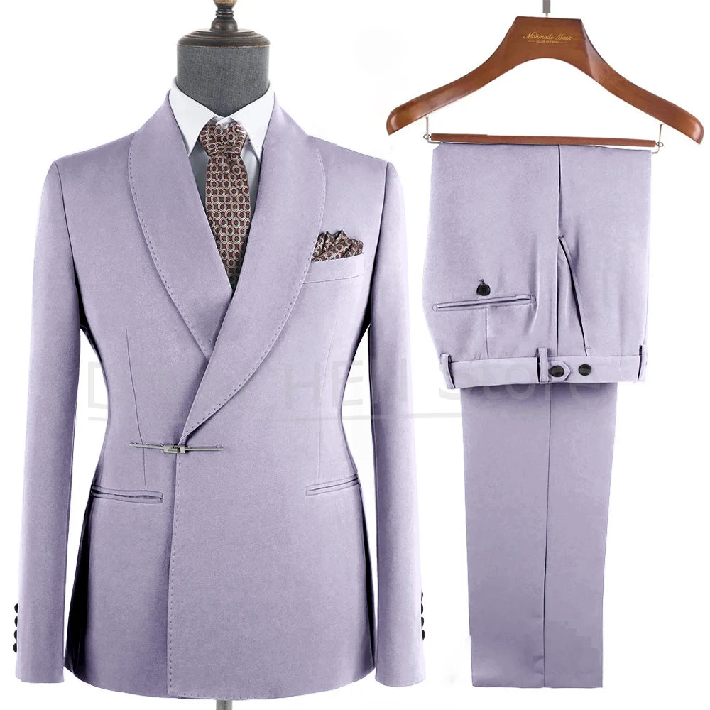 Elegant 2-Piece Men's Suit Slim Fit  Blazer And Pants Set for Wedding Groom Tuxedo Business Party