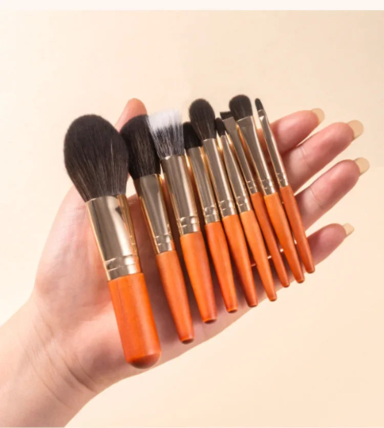 9Pcs/lot Mini Makeup Brush Set Portable Travel Cosmetic Brushes Kit Eyeshadow Foundation Powder Brushes Beauty Makeup Tools