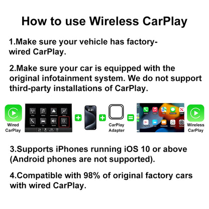 FLIXIVI 2 in 1 Wireless Carplay Android Auto Adapter AI Smart Car Systems for OEM Car Stereo Plug and Play Wired To Wireless