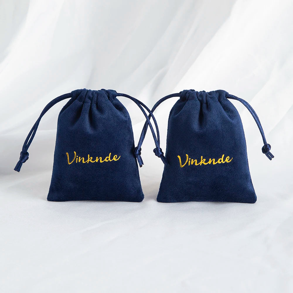 100pcs Custom Logo Jewelery Velvet Drawstring Bag Soft Champagne Velvet Suede Pouches Packaging for Wedding Party Gift Organizer