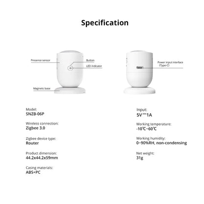 SONOFF SNZB 06P Zigbee Human Presence Sensor SNZB-06P Detector Motion Light Sensing Smart Home Automation Work with Alexa Google