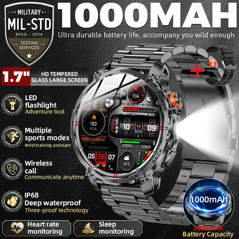 T-Rex 3 Military 1000mAh Super Capacity Battery Men Smart Watch 1.75" HD Screen Call 5ATM Waterproof Sport Smart Watches For Men