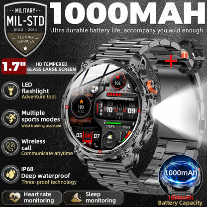 T-Rex 3 Military 1000mAh Super Capacity Battery Men Smart Watch 1.75" HD Screen Call 5ATM Waterproof Sport Smart Watches For Men