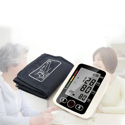 Digital Blood Pressure Monitor Arm Sphygmomanometer Heart Rate Pulse Meters Big Screen Automatic Tonometer with Cuff