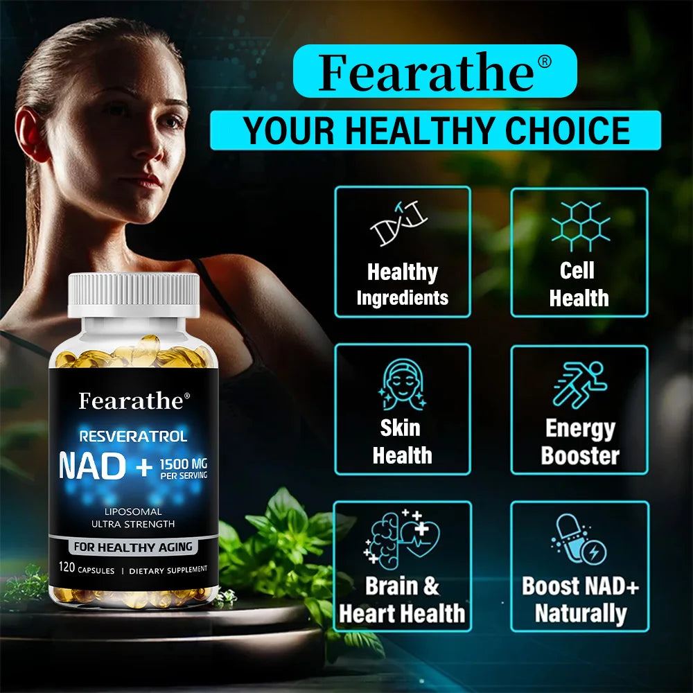 NAD Supplement, 1500 Mg - Liposomal NAD+ Supplement with Resveratrol, Supports Cellular Health, Endurance & Healthy Aging
