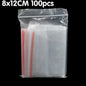 100/200/300pcs Small Zip Lock Plastic Bag Reclosable Transparent Bag Shoe Bag Vacuum Bag Poly Clear Bags Thickness 0.05mm