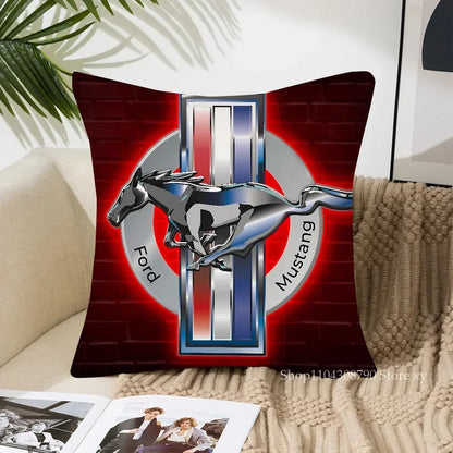 1pc Car Fashion F-Ford M-MustangS Logo  Pillow Bedroom Sofa Leisure Comfort Cushion Car Living Room Home Decoration