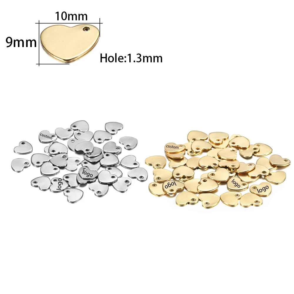 50-200pcs Custom Pendant Laser Engrave Name LOGO Stainless Steel Personalized Necklace Extend Chain Tail Tag Jewelry Charm